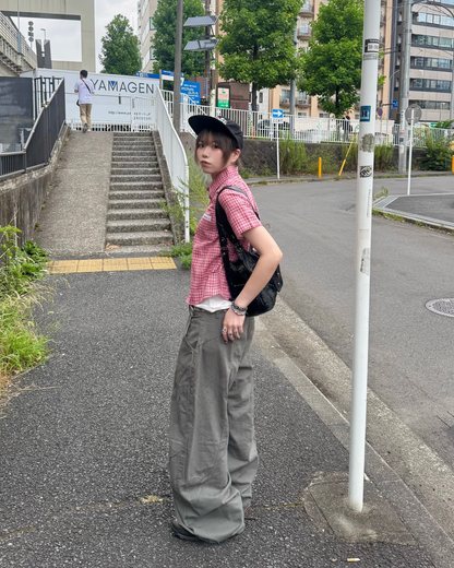 グリーンワイドレッグパンツ KM7286
