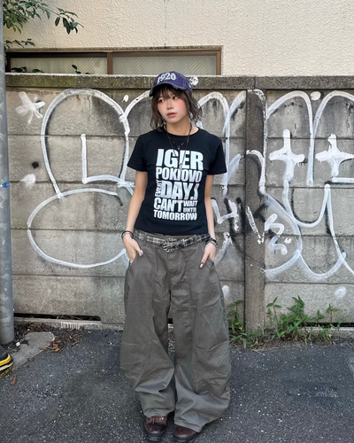 グリーンワイドレッグパンツ KM7286