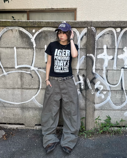 グリーンワイドレッグパンツ KM7286