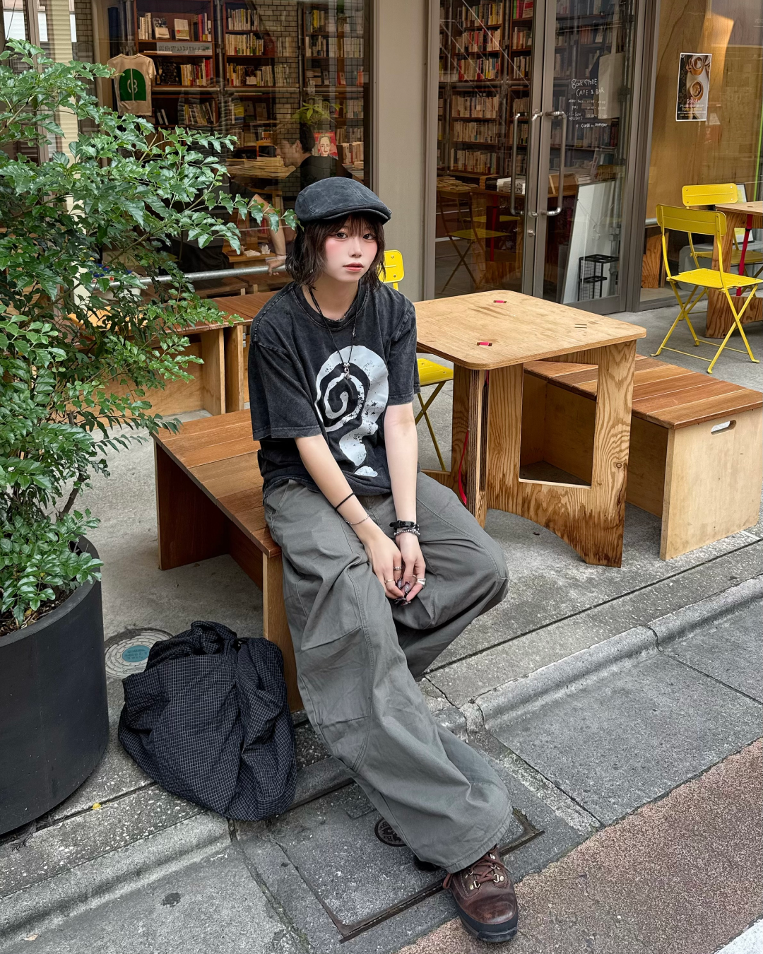 グリーンワイドレッグパンツ KM7286