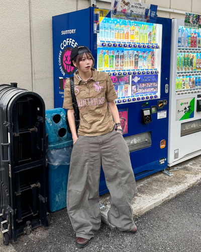 グリーンワイドレッグパンツ KM7286