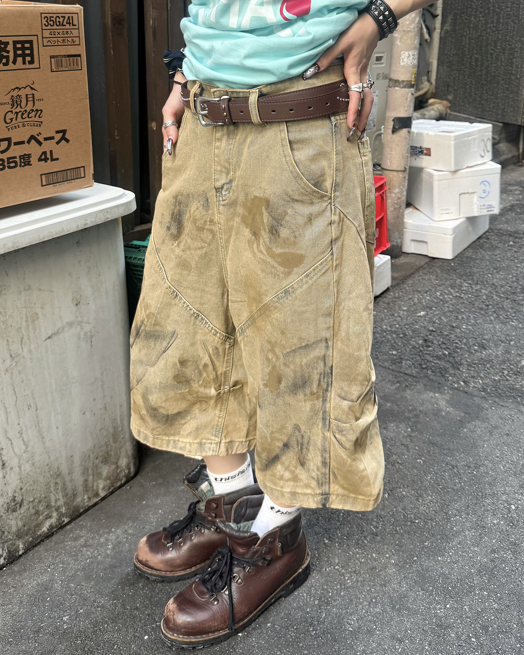 ヴィンテージカモ柄ワイドハーフパンツ KM7290