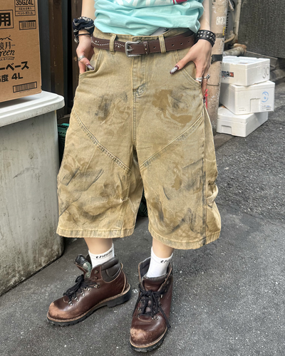 ヴィンテージカモ柄ワイドハーフパンツ KM7290