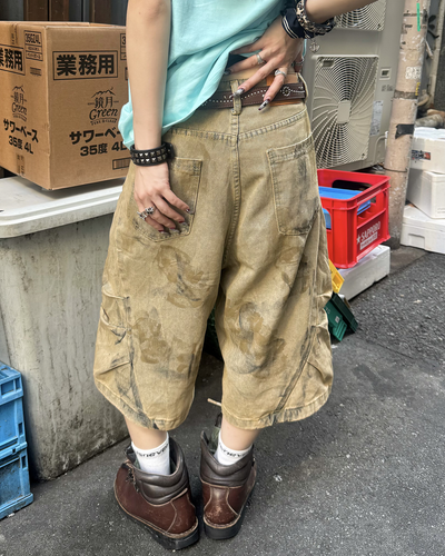ヴィンテージカモ柄ワイドハーフパンツ KM7290