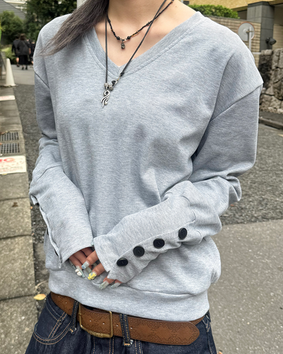 Vネックボタントップス KM7344
