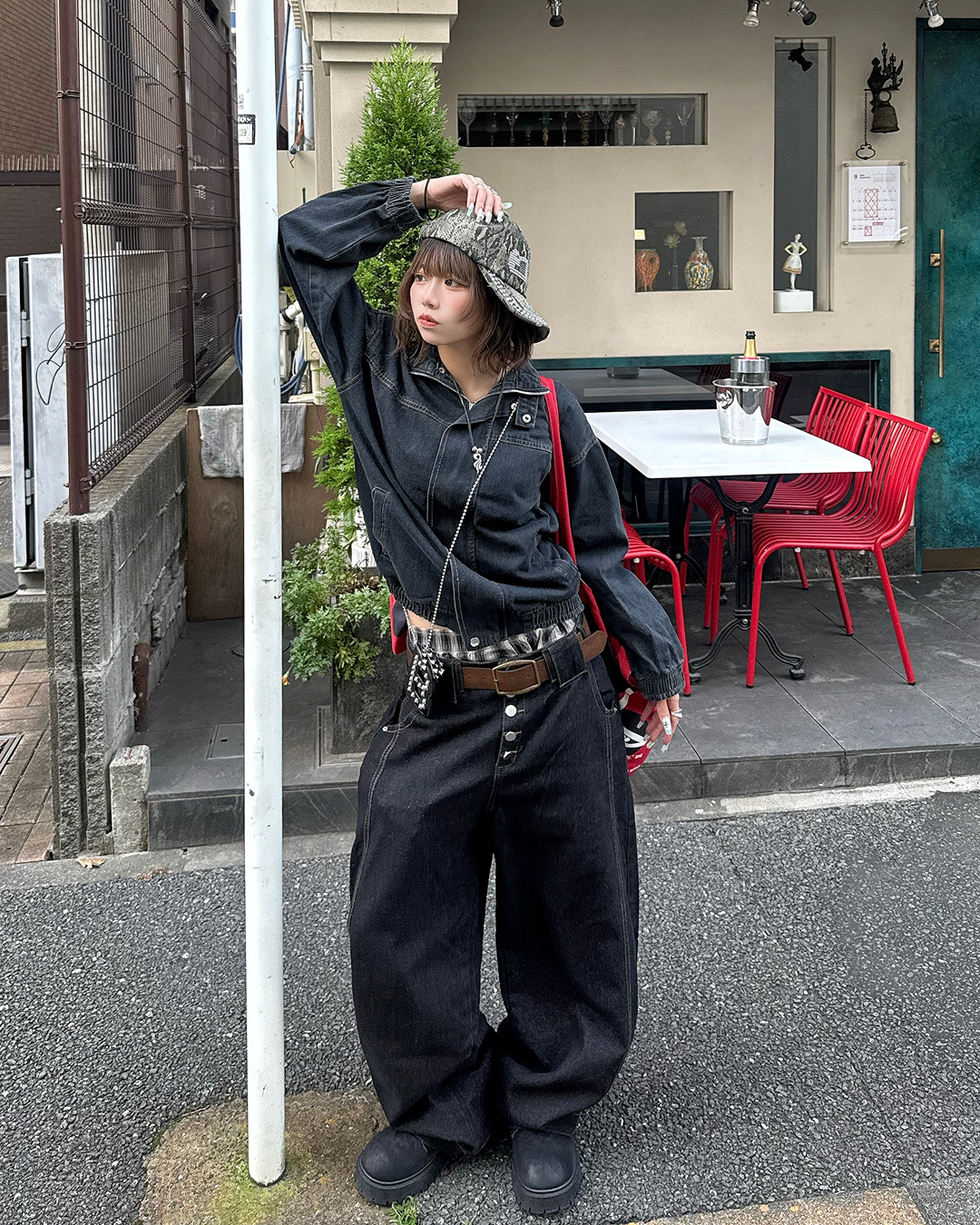 フロントボタンワイドデニム KM7357