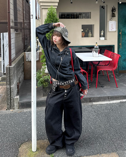 フロントボタンワイドデニム KM7357
