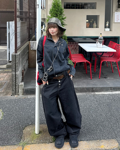 フロントボタンワイドデニム KM7357