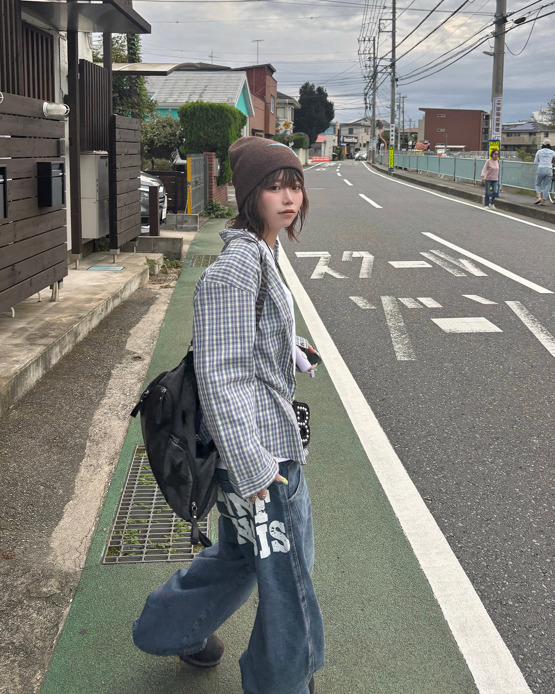 ブルーチェックネルシャツ KM7377