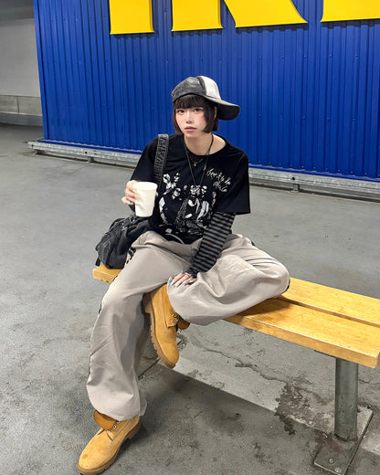 フォトグラフィックプリントレイヤードTシャツ KM7421