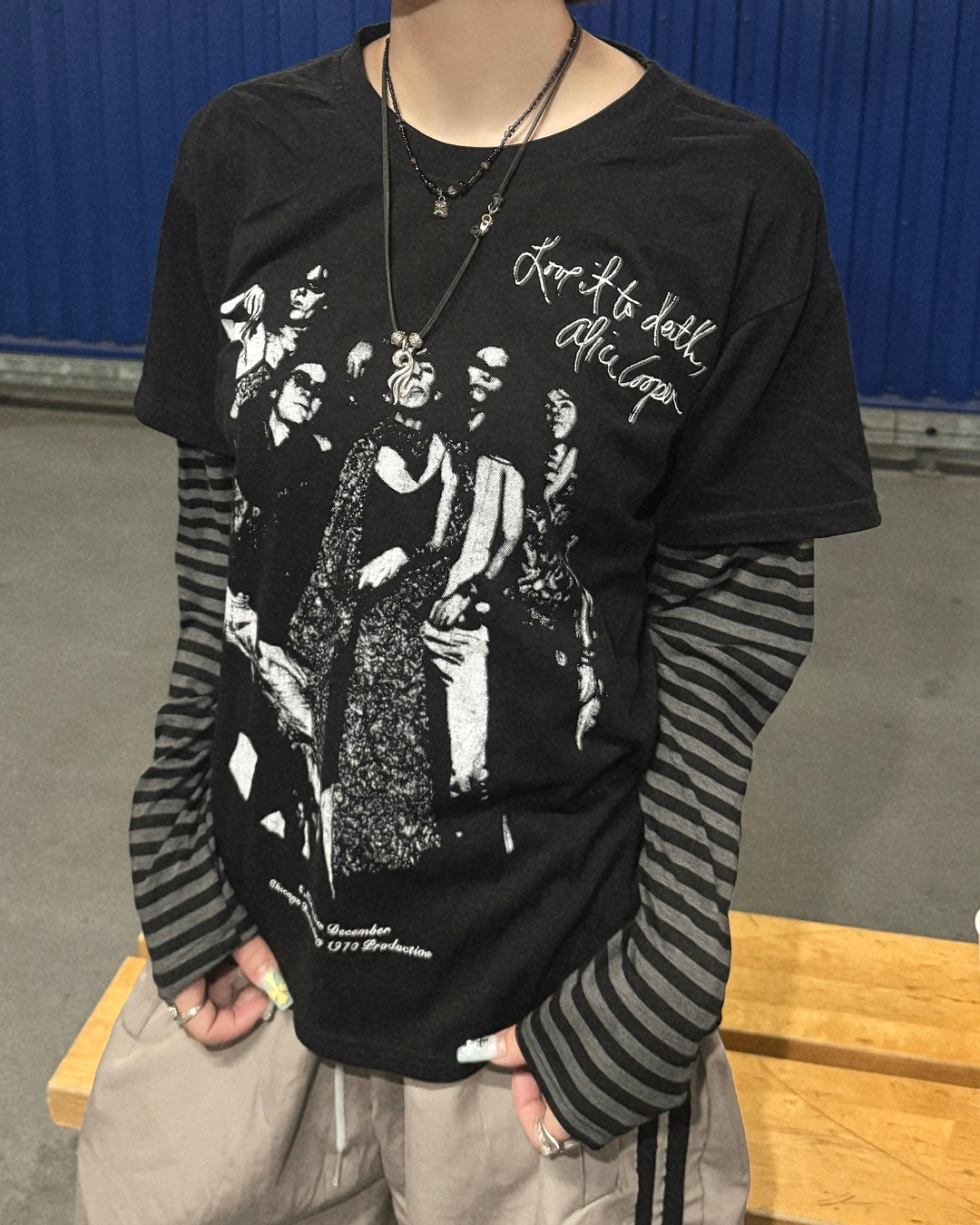 フォトグラフィックプリントレイヤードTシャツ KM7421