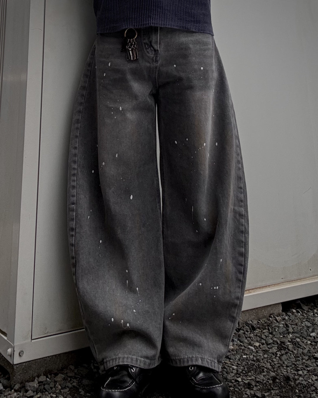 グレーインクレトロウォッシュ加工パンツKN0066