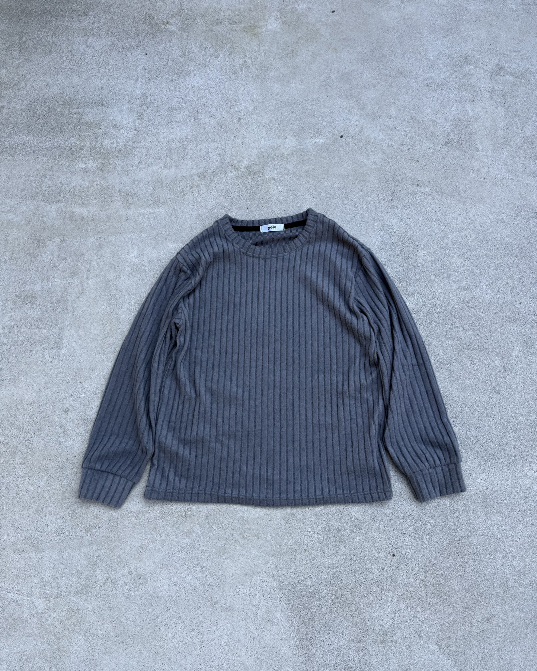 ボリュームリブルーズクルーネックトップス KN0097