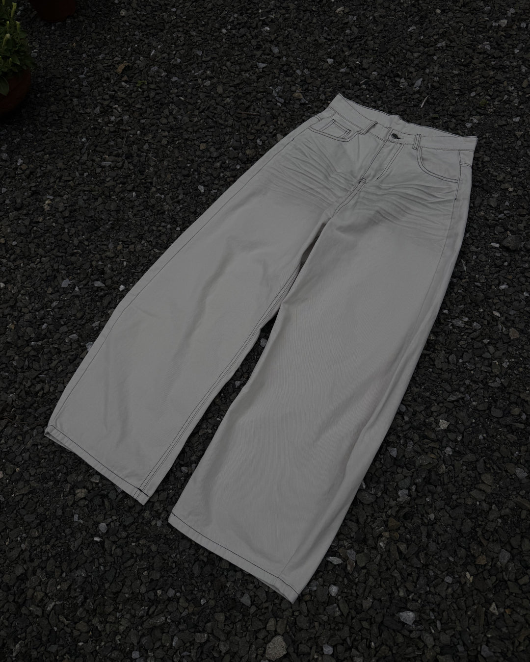 コントラストステッチワイドレッグパンツ KN0171