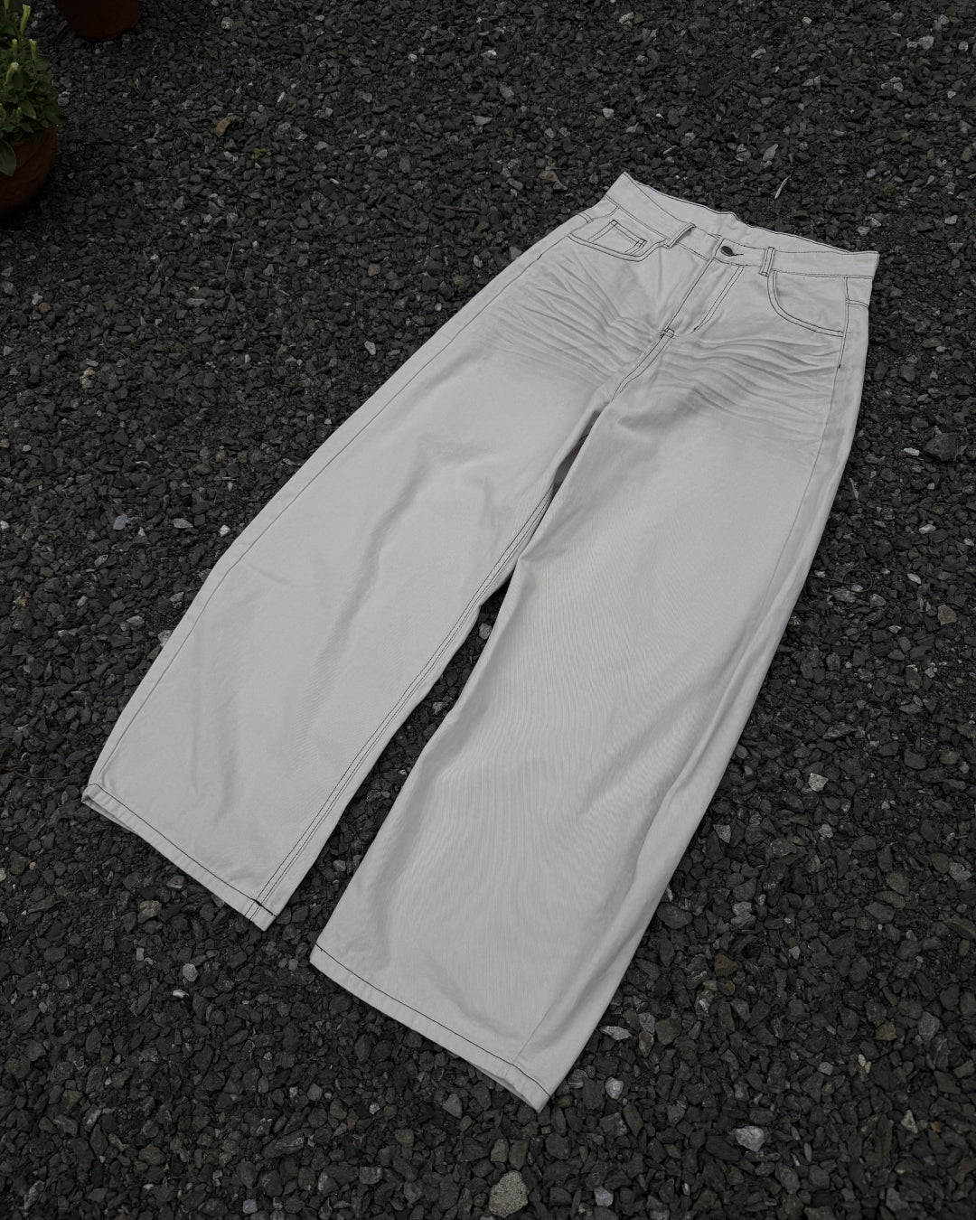 コントラストステッチワイドレッグパンツ KN0171