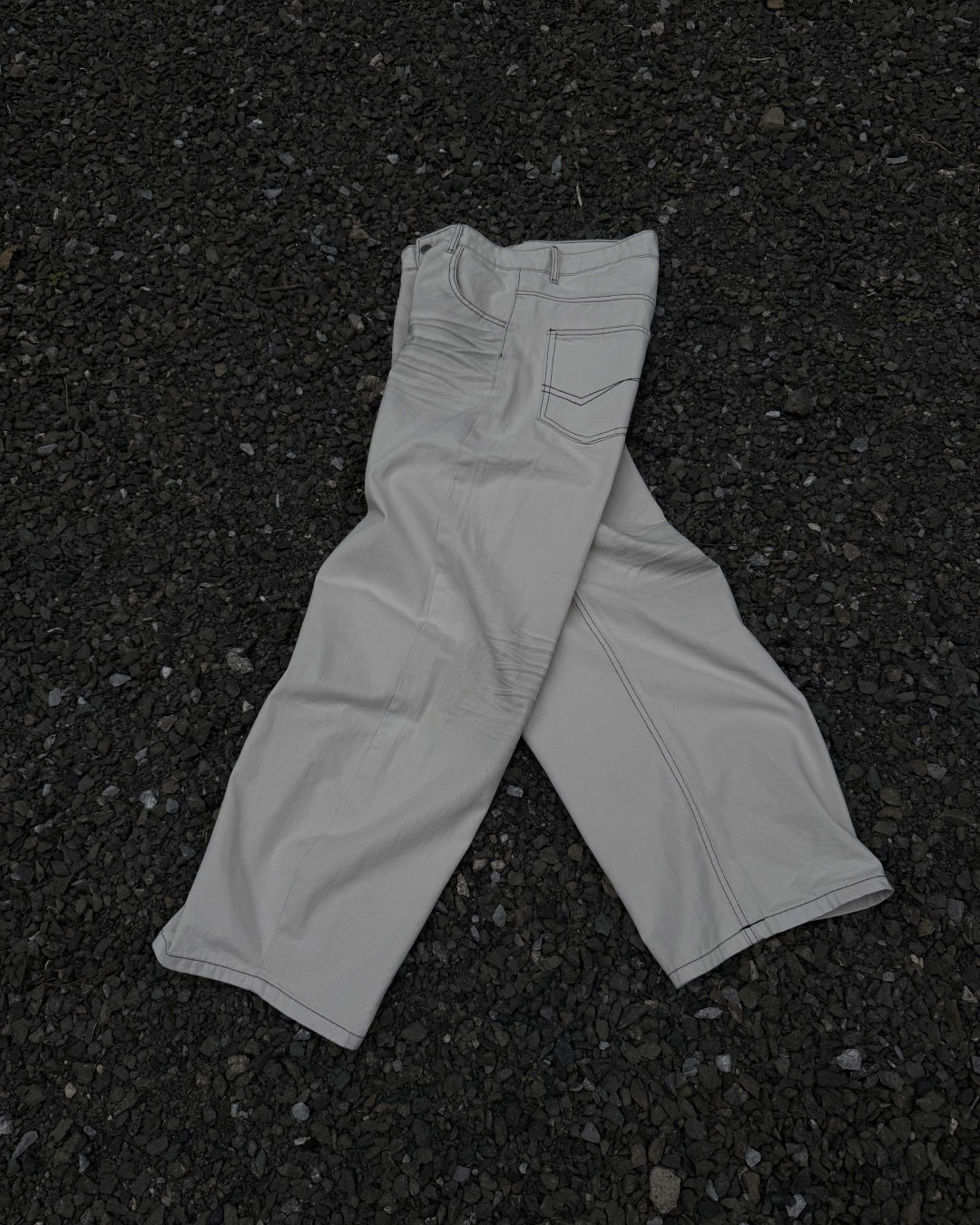 コントラストステッチワイドレッグパンツ KN0171