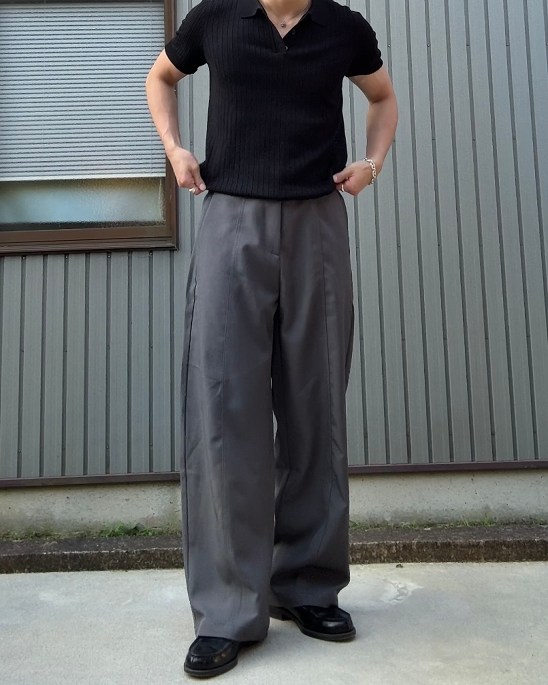 カジュアルワイドレッグパンツ KN0236