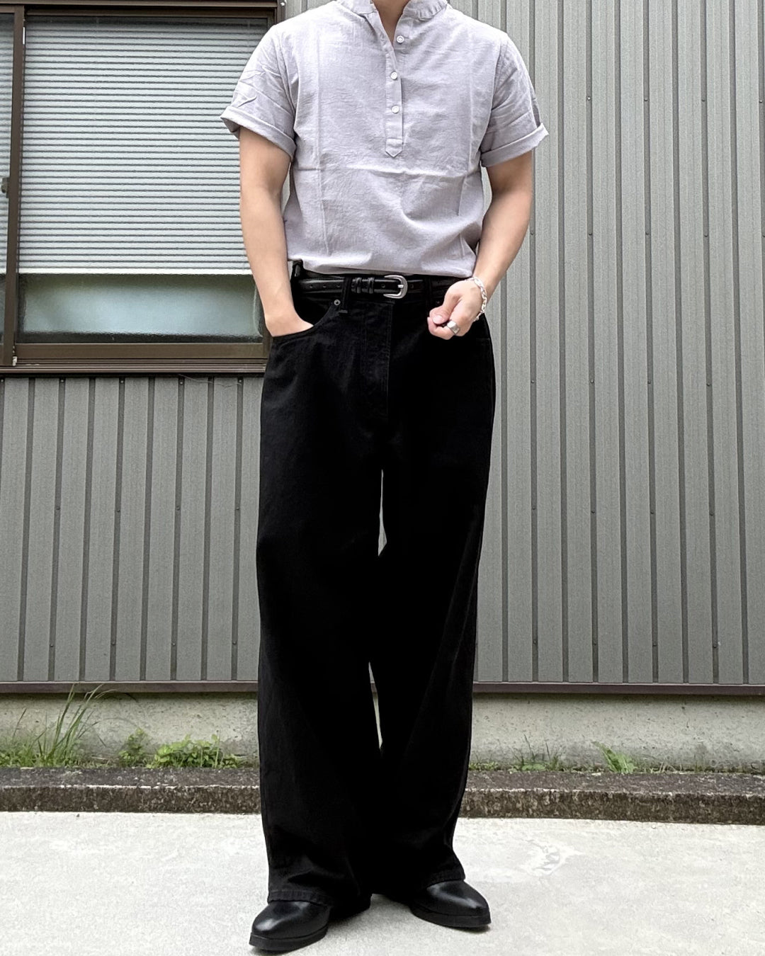 【ジバンシー】パターン カラー ハーフボタン 長袖シャツ 刻印ボタン 黒×グレー スタンドカラーハーフボタンシャツ KN0256 – YOLO（ヨロ