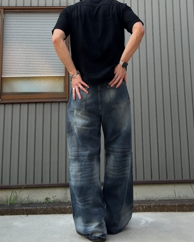 ウォッシュヴィンテージワイドレッグパンツ KN0281