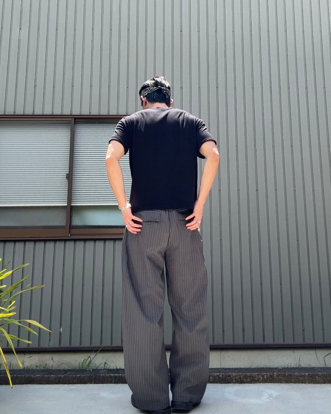 ストライプデザインドレープスラックス KN0282