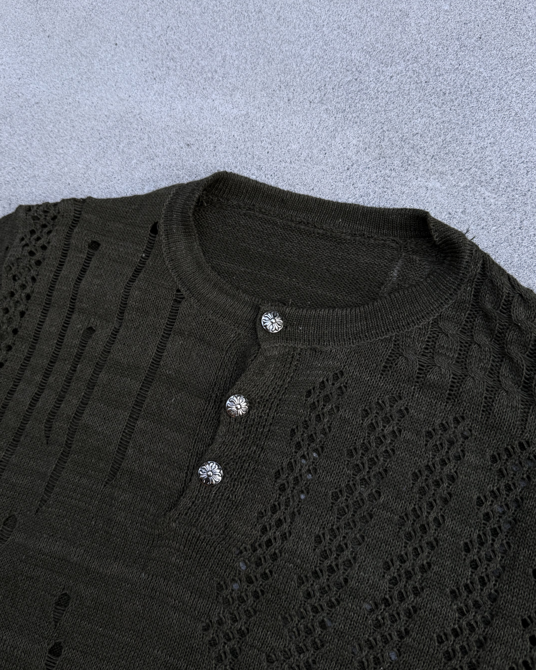 ホローニットヘンリーネックTシャツ KN0283