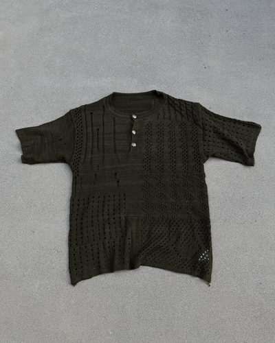 ホローニットヘンリーネックTシャツ KN0283