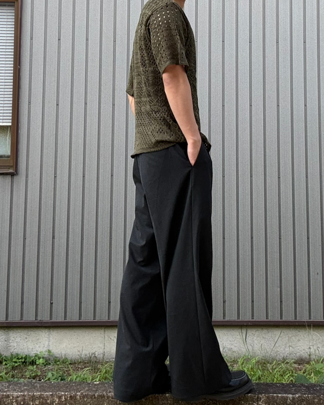 ホローニットヘンリーネックTシャツ KN0283