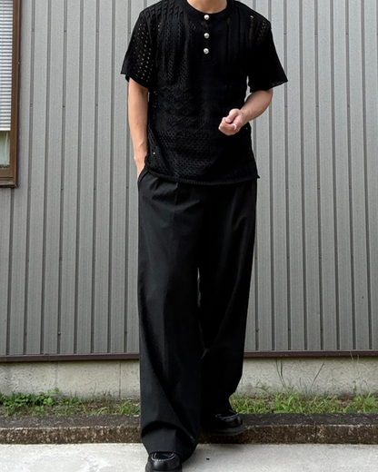 ホローニットヘンリーネックTシャツ KN0283