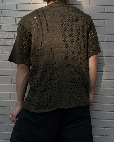 ホローニットヘンリーネックTシャツ KN0283