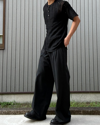 ホローニットヘンリーネックTシャツ KN0283