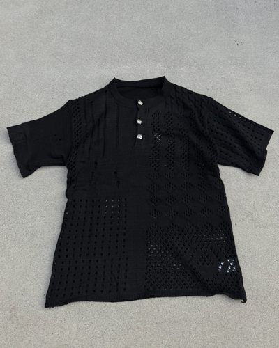 ホローニットヘンリーネックTシャツ KN0283