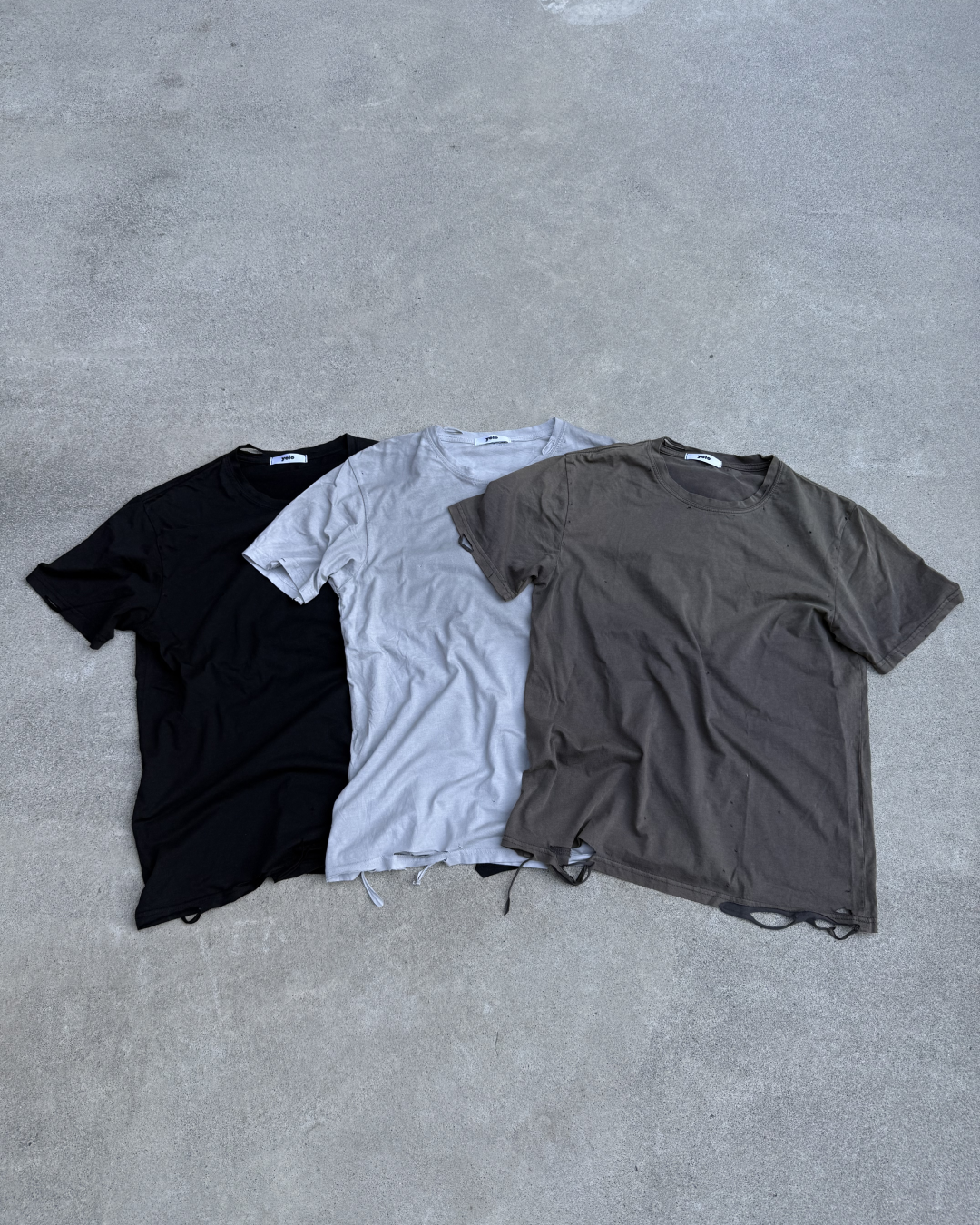 カラーウォッシュ加工ダメージTシャツ KN0286