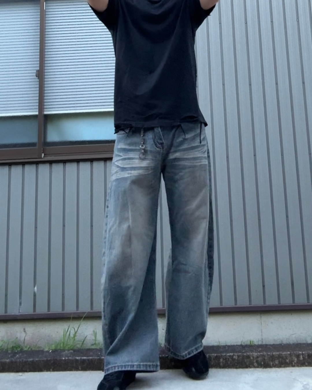 カラーウォッシュ加工ダメージTシャツ KN0286