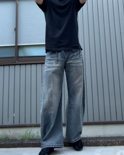 カラーウォッシュ加工ダメージTシャツ KN0286