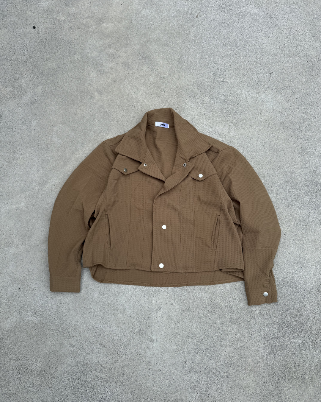 ワッフルクロップスナップボタンジャケット KN0334