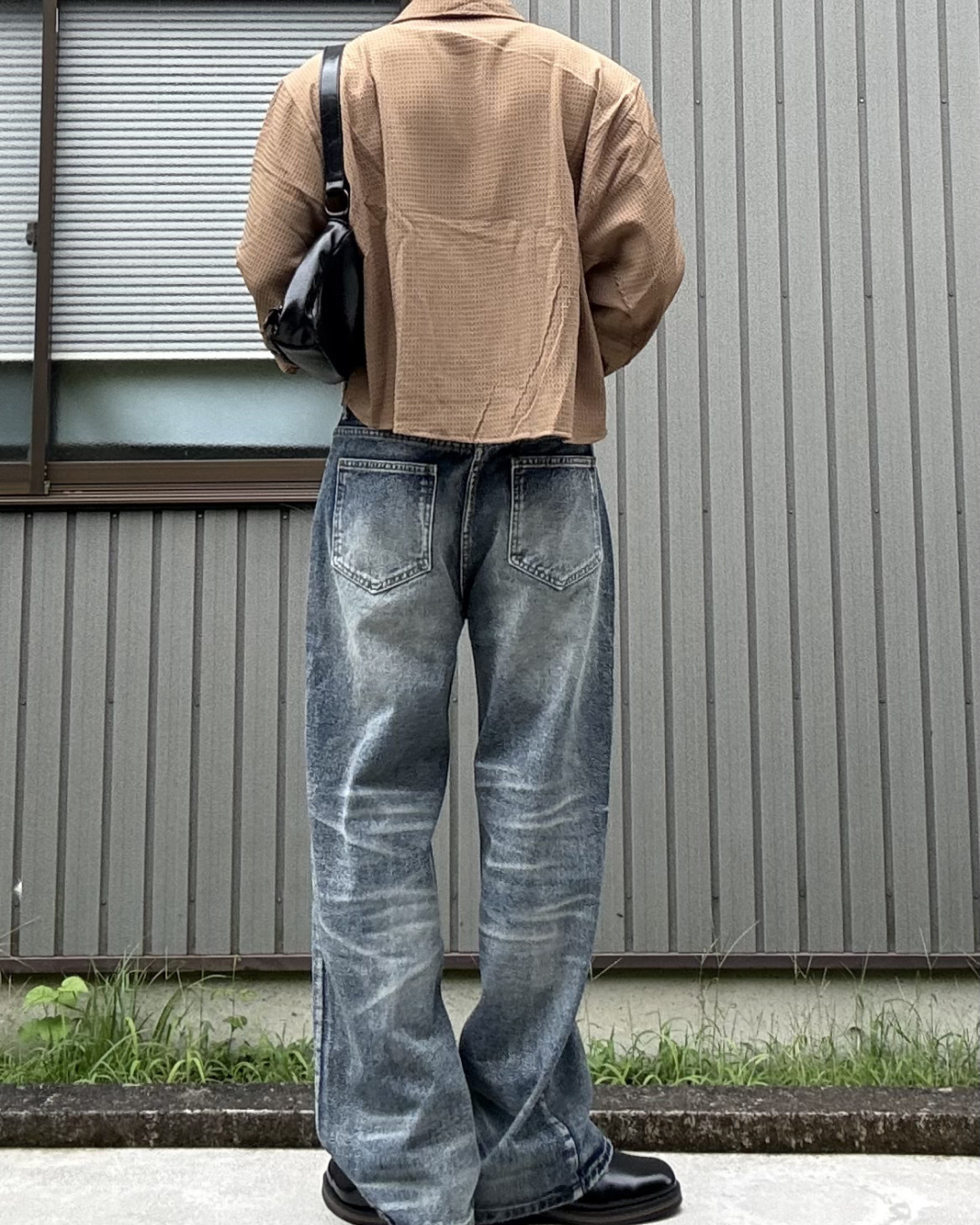 ワッフルクロップスナップボタンジャケット KN0334