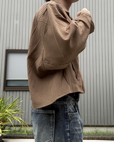 ワッフルクロップスナップボタンジャケット KN0334