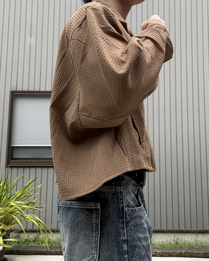 ワッフルクロップスナップボタンジャケット KN0334