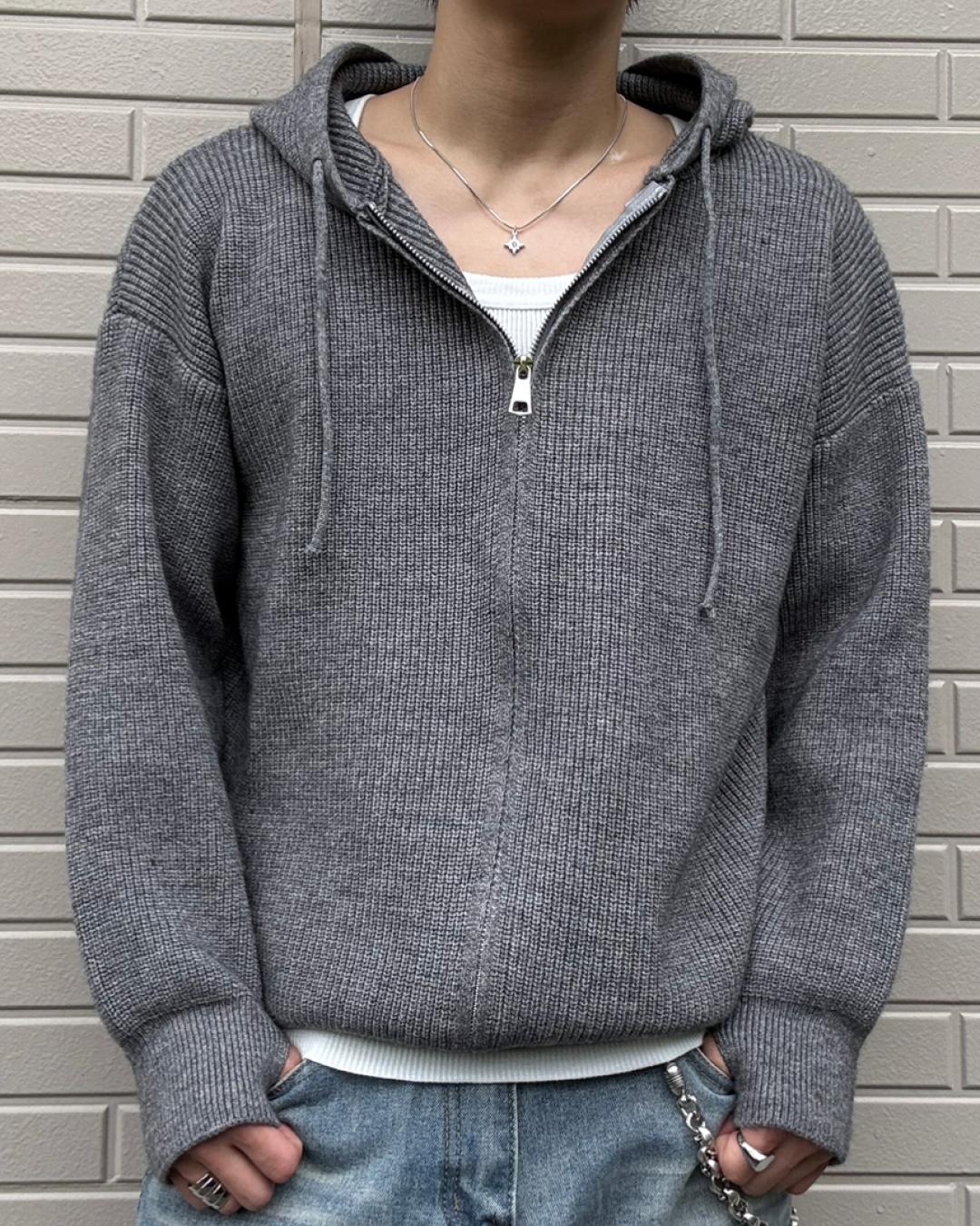ジップアップニットパーカー KN0340