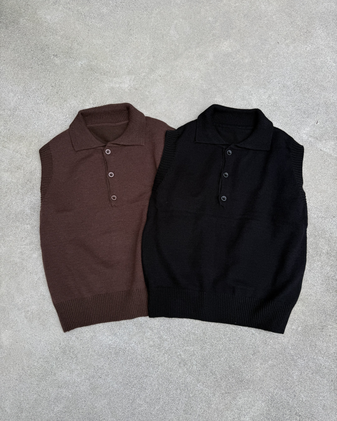 シンプルポロニットベスト KN0353