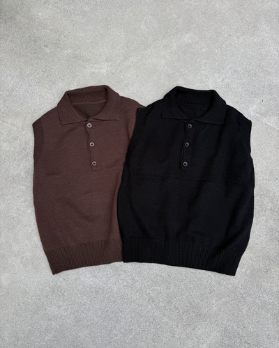 シンプルポロニットベスト KN0353