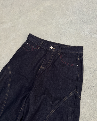 ステッチブルーワイドデニムパンツ KN0359