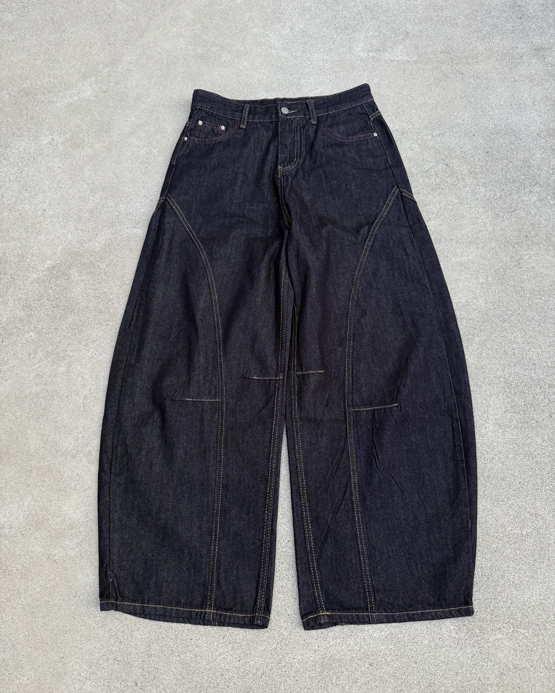 ステッチブルーワイドデニムパンツ KN0359