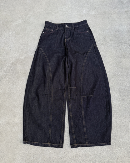 ステッチブルーワイドデニムパンツ KN0359