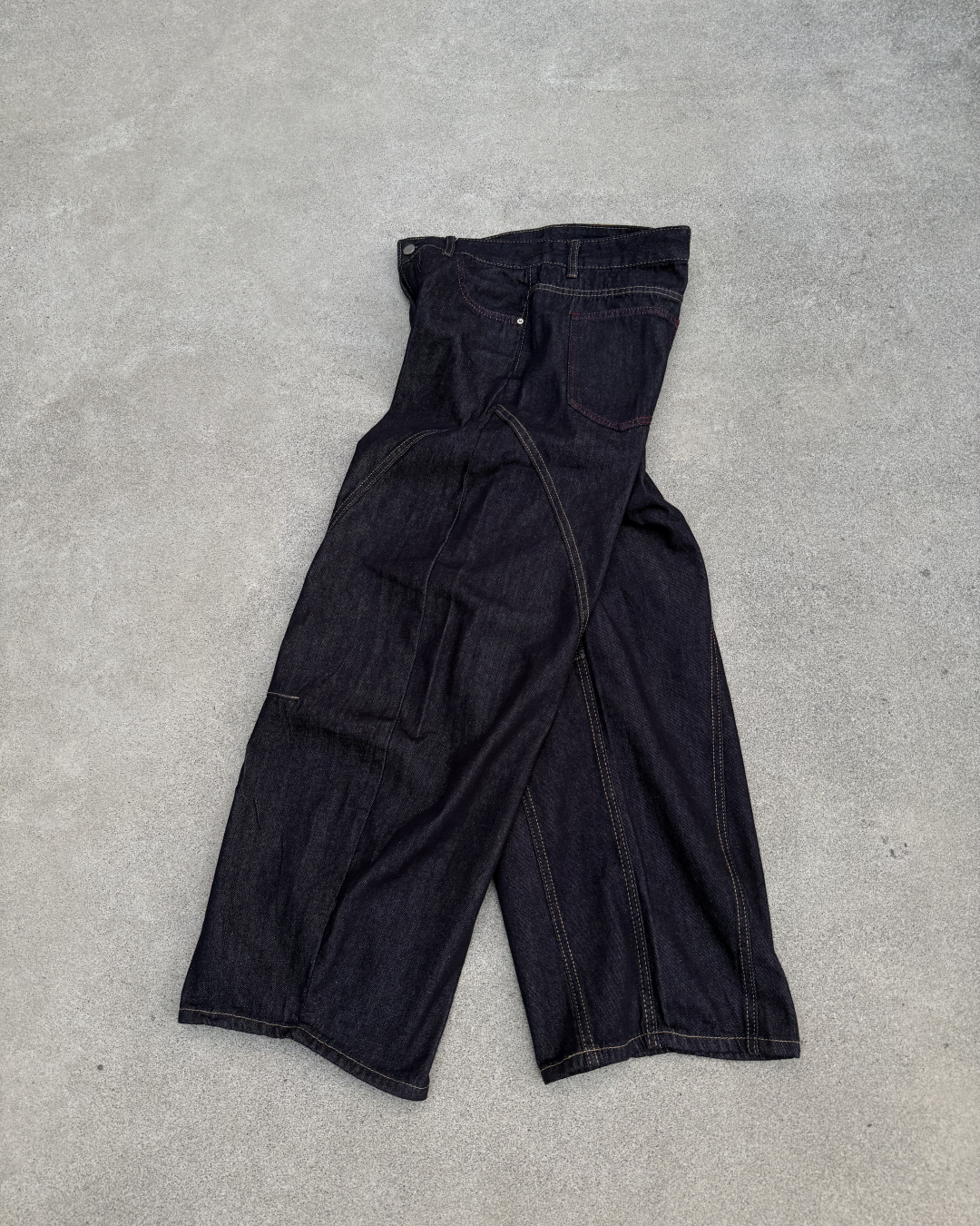 ステッチブルーワイドデニムパンツ KN0359