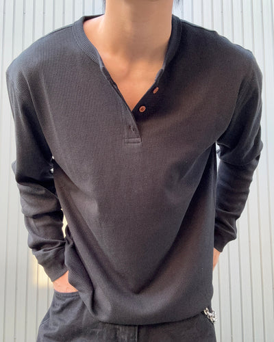 ヘンリーネックボタンニット KN0427