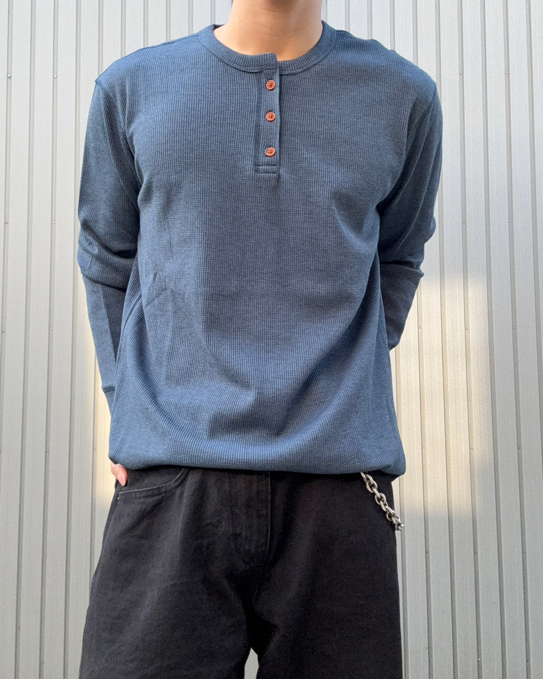 ヘンリーネックボタンニット KN0427