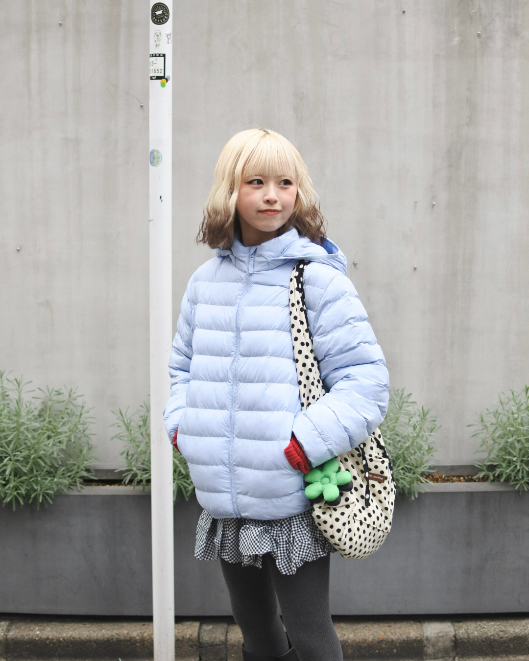 チェック柄フラワースカート KR0033