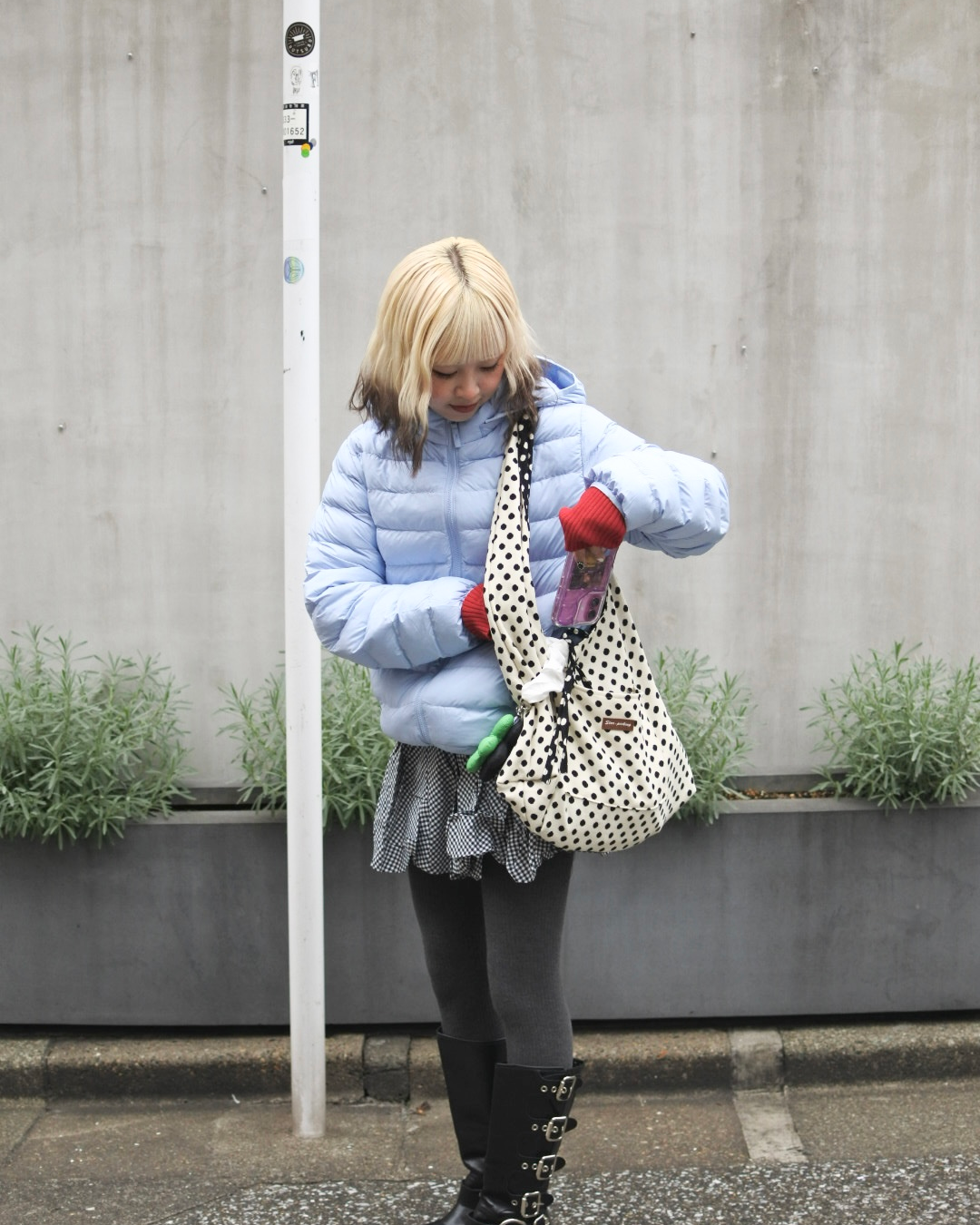 リボンデザイン水玉トートバッグ KR0055