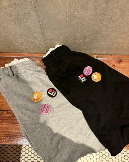 【11/25 19:00販売開始 オリジナル 即納】バッジデザインレイヤードスウェットパンツ KR6001